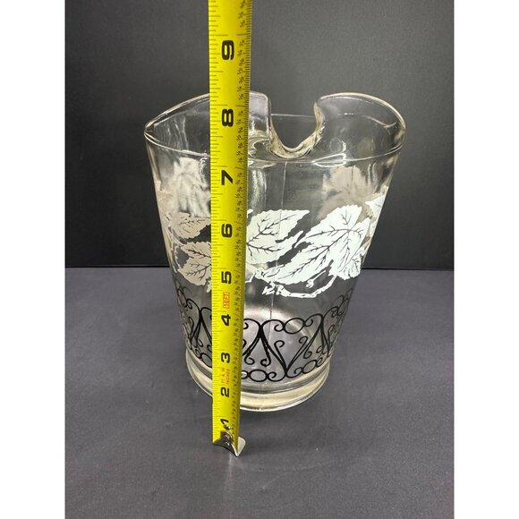 Vtg Bartlett Collin's Style Glass Pitcher Etched Grapevine Design 8.25" Tall - Picture 7 of 9